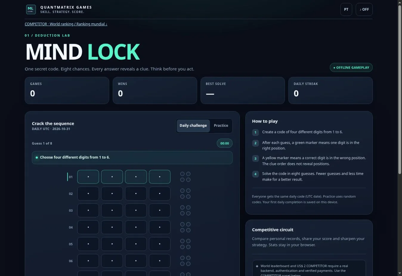 Real MIND LOCK gameplay: initial challenge