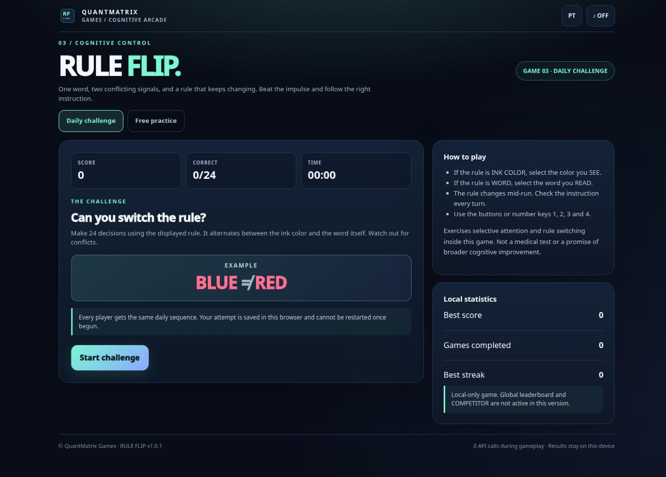 Real RULE FLIP gameplay screenshot 1: start screen
